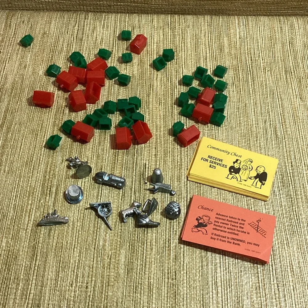 Classic Board Game Pieces Set - Red, Green, Silver